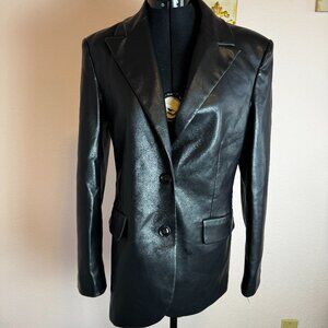 Vegan Faux Leather MNG Black Blazer Medium